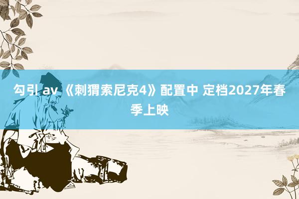 勾引 av 《刺猬索尼克4》配置中 定档2027年春季上映