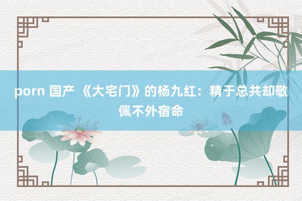 porn 国产 《大宅门》的杨九红：精于总共却敬佩不外宿命