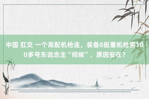 中国 肛交 一个高配机枪连，装备8挺重机枪需100多号东说念主“伺候”，原因安在？