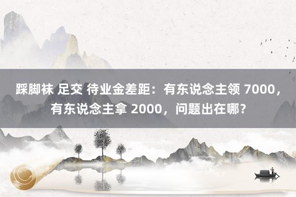 踩脚袜 足交 待业金差距：有东说念主领 7000，有东说念主拿 2000，问题出在哪？