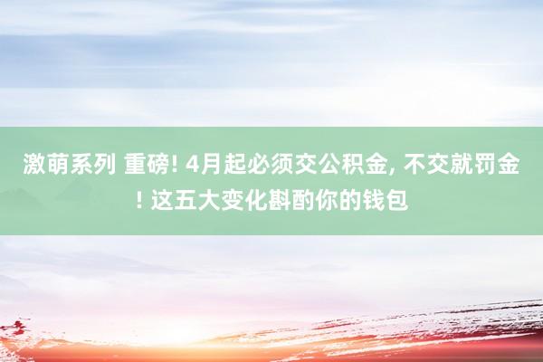 激萌系列 重磅! 4月起必须交公积金, 不交就罚金! 这五大变化斟酌你的钱包