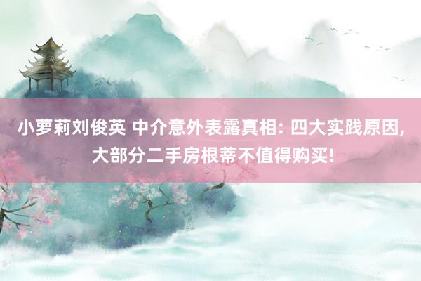 小萝莉刘俊英 中介意外表露真相: 四大实践原因, 大部分二手房根蒂不值得购买!
