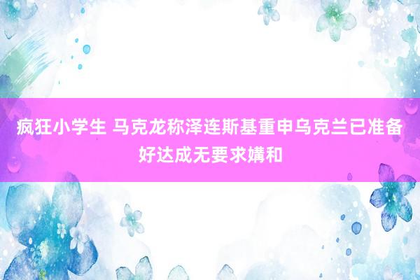 疯狂小学生 马克龙称泽连斯基重申乌克兰已准备好达成无要求媾和