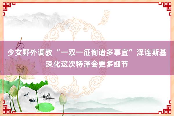 少女野外调教 “一双一征询诸多事宜” 泽连斯基深化这次特泽会更多细节