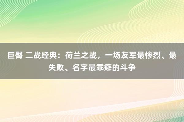 巨臀 二战经典：荷兰之战，一场友军最惨烈、最失败、名字最乖癖的斗争