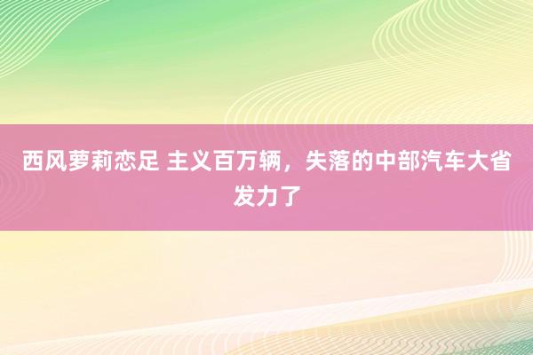 西风萝莉恋足 主义百万辆，失落的中部汽车大省发力了